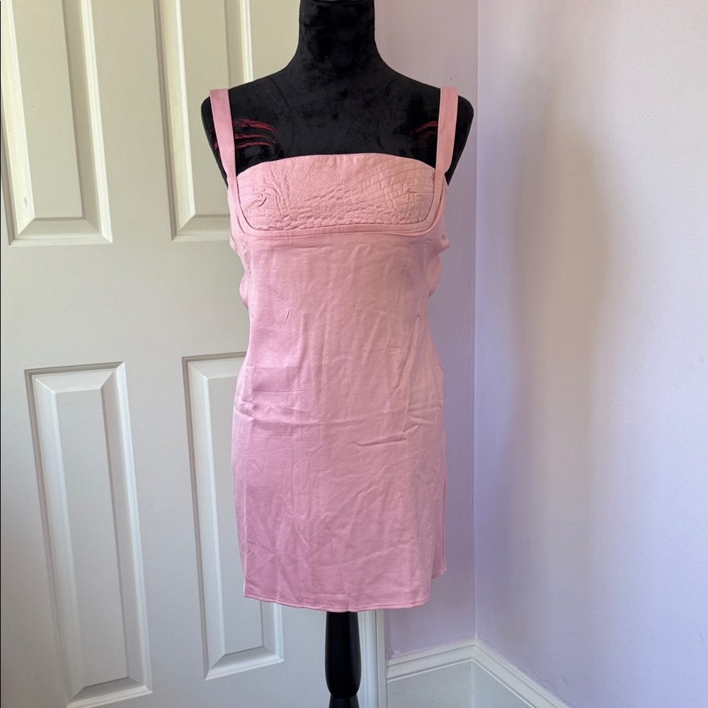 Sweet Pink Square Neck Mini Dress